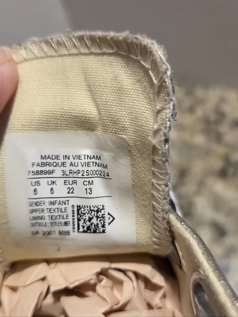 Converse Toddler Kids Chuck Taylor All Star 2V Shoes Gold Star Size 6